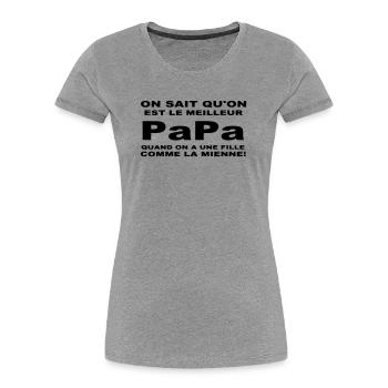 Meilleur papa - T-shirt bio Premium Femme - gris chiné - Devant - Mia (176cm)
