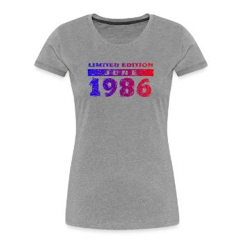 40e anniversaire Édition limitée 06/1986 - T-shirt bio Premium Femme - gris chiné - Devant - Mia (176cm)