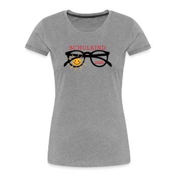 coole Sonnenbrille Schulkind  - Frauen Premium Bio T-Shirt - Grau meliert - Vorne - Mia (176cm)