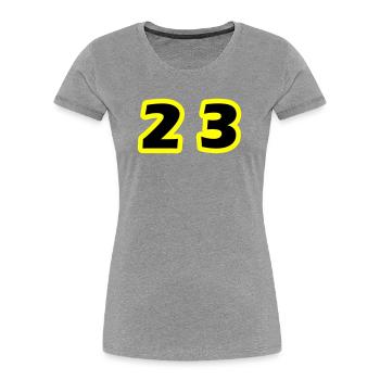 Symbole du chiffre 23 - T-shirt bio Premium Femme - gris chiné - Devant - Mia (176cm)