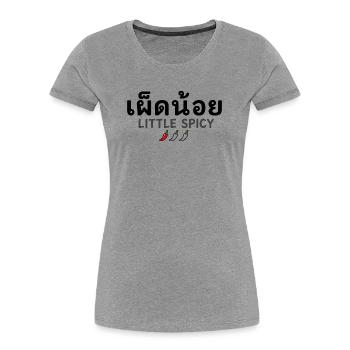 Thai Little Picy – Drôle de piment thaïlandais - T-shirt bio Premium Femme - gris chiné - Devant - Mia (176cm)