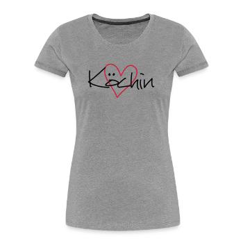 Idée cadeau cuisine coeur hobby chef cuisine - T-shirt bio Premium Femme - gris chiné - Devant - Mia (176cm)