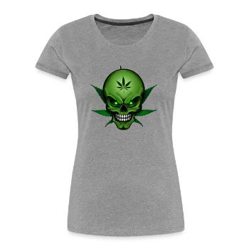 Hemp Skullhead 001 AllroundDesigns - Women's Premium Organic T-Shirt - heather grey - Front - Mia (176cm)