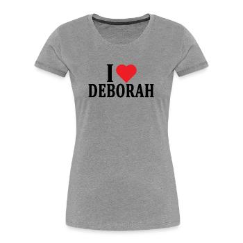 T-shirt I love Deborah t-shirt gift idea - Women's Premium Organic T-Shirt - heather grey - Front - Mia (176cm)