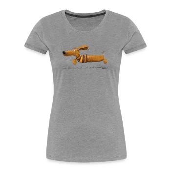 Rennender Dackel I Dachshund I Teckel I Hund - Frauen Premium Bio T-Shirt - Grau meliert - Vorne - Mia (176cm)