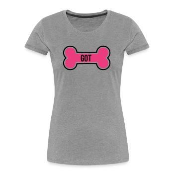 Maman chiot chiot à la clavicule - T-shirt bio Premium Femme - gris chiné - Devant - Mia (176cm)