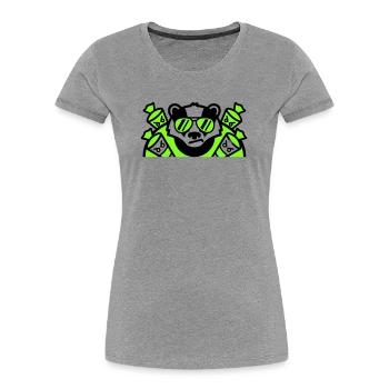 Logo des cornets de sucre blaireaux - T-shirt bio Premium Femme - gris chiné - Devant - Mia (176cm)
