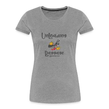 Christian Design Entladen von Gepäck Hebräer 12 - Frauen Premium Bio T-Shirt - Grau meliert - Vorne - Mia (176cm)