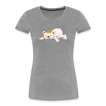 Ours endormi avec couronne – Motif d’animal mignon - T-shirt bio Premium Femme - gris chiné - Devant - Mia (176cm)