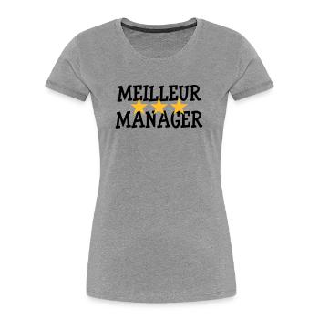 Meilleur Manager - T-shirt bio Premium Femme - gris chiné - Devant - Mia (176cm)