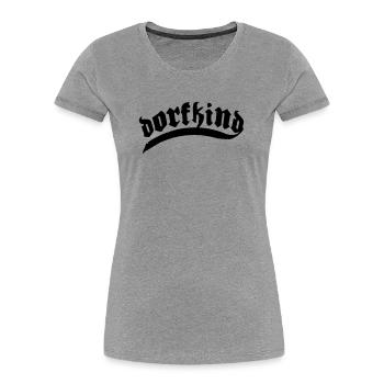 dorfkind dorf dorfi stolz stadt dorf beliebt - Frauen Premium Bio T-Shirt - Grau meliert - Vorne - Mia (176cm)