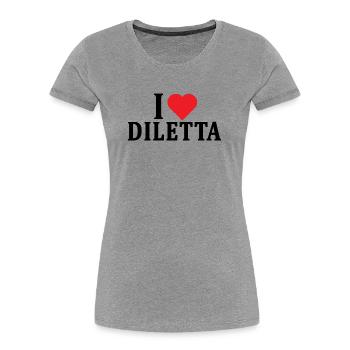 T-shirt J’adore Diletta t-shirt idée cadeau - T-shirt bio Premium Femme - gris chiné - Devant - Mia (176cm)