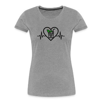 Mojito Heart Cocktail Mint Glass Summer - Women's Premium Organic T-Shirt - heather grey - Front - Mia (176cm)