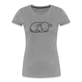 Sleeping Calf Cow Baby Cute - Women's Premium Organic T-Shirt - heather grey - Front - Mia (176cm)