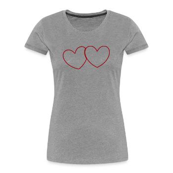 2 Red Hearts Heart Gift Valentine's Day - Women's Premium Organic T-Shirt - heather grey - Front - Mia (176cm)