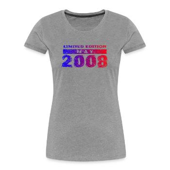 18e anniversaire Édition Limitée 05/2008 - T-shirt bio Premium Femme - gris chiné - Devant - Mia (176cm)