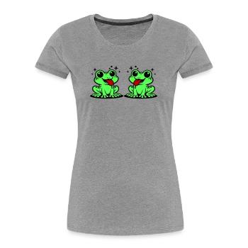 Kröte paar Frosch - Frauen Premium Bio T-Shirt - Grau meliert - Vorne - Mia (176cm)