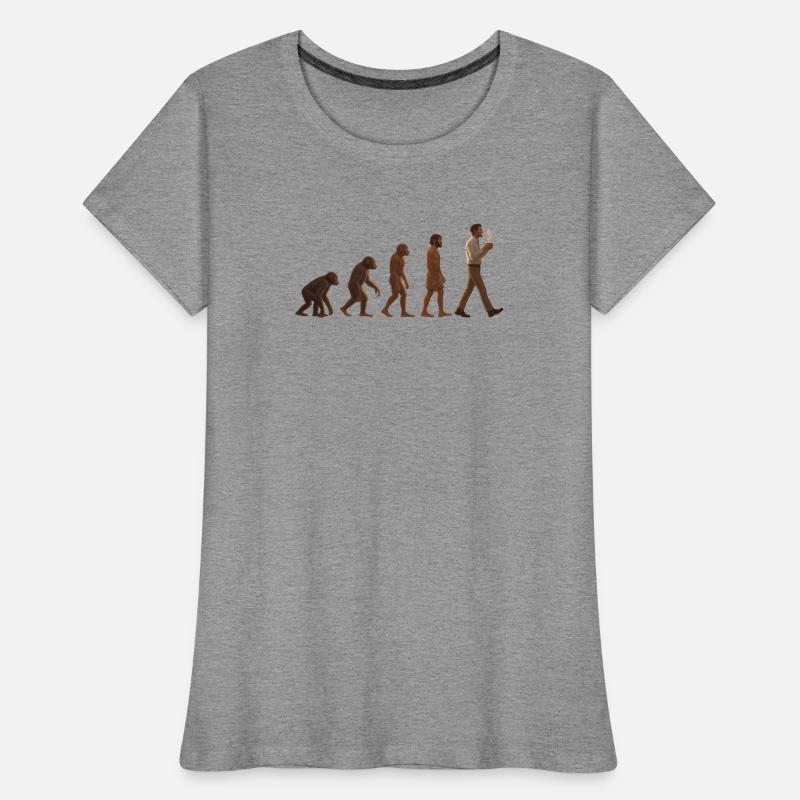 Evolutionsreise: Von Affe zu kaffeetrinkenden Mann Frauen Premium Bio T-Shirt