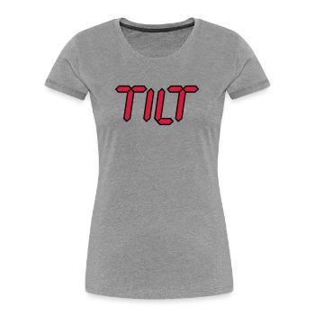 Tilt | durch drehen | durchgeknallt - T-shirt bio Premium Femme - gris chiné - Devant - Mia (176cm)