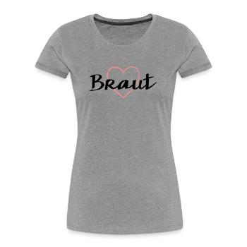 Braut Herz Herzmotiv Junggesellenabschied - Frauen Premium Bio T-Shirt - Grau meliert - Vorne - Mia (176cm)