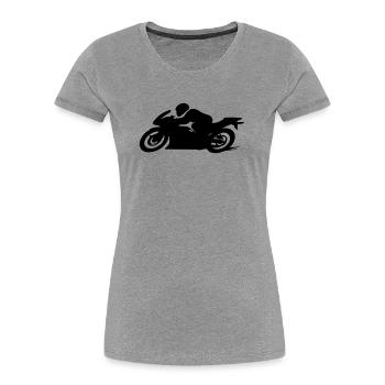 motorrad - Frauen Premium Bio T-Shirt - Grau meliert - Vorne - Mia (176cm)