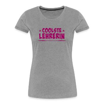 coolste lehrerin - Frauen Premium Bio T-Shirt - Grau meliert - Vorne - Mia (176cm)