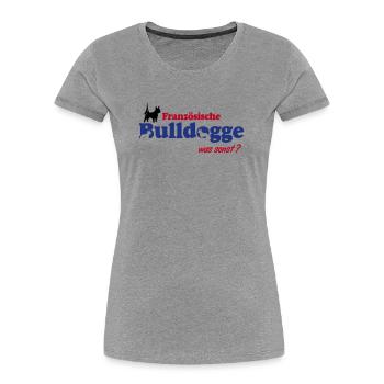 Französische Bulldogge Logo - Frauen Premium Bio T-Shirt - Grau meliert - Vorne - Mia (176cm)