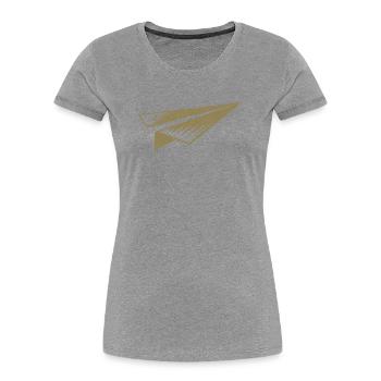 Silhouette d'avion en papier style grunge - T-shirt bio Premium Femme - gris chiné - Devant - Mia (176cm)