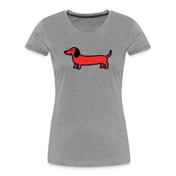 Jagdhund Dackel Profil Vektor - Frauen Premium Bio T-Shirt - Grau meliert - Vorne - Mia (176cm)