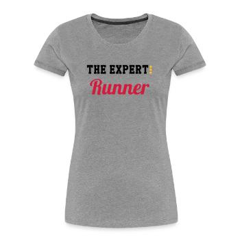 Course à Pied / Running / Jogging / Coureur - T-shirt bio Premium Femme - gris chiné - Devant - Mia (176cm)
