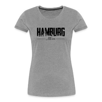 Hamburg Altona, City Shirt - Frauen Premium Bio T-Shirt - Grau meliert - Vorne - Mia (176cm)