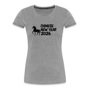 Year of the Horse Pferde Schriftzug - Frauen Premium Bio T-Shirt - Grau meliert - Vorne - Mia (176cm)