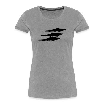 Silhouettes d’alligator - T-shirt bio Premium Femme - gris chiné - Devant - Mia (176cm)