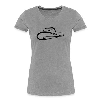 Skizze Cowboyhut - Frauen Premium Bio T-Shirt - Grau meliert - Vorne - Mia (176cm)