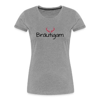 Bräutigam Geweih shirt Junggesellenabschied - Frauen Premium Bio T-Shirt - Grau meliert - Vorne - Mia (176cm)