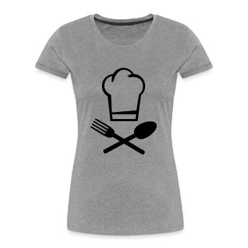 koch_muetze_besteck_f1 - Women's Premium Organic T-Shirt - heather grey - Front - Mia (176cm)