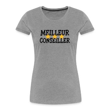 Meilleur Conseiller - T-shirt bio Premium Femme - gris chiné - Devant - Mia (176cm)