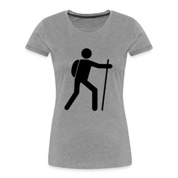 Wanderer Symbol Vektor Design - Wandern T-Shirt - Frauen Premium Bio T-Shirt - Grau meliert - Vorne - Mia (176cm)