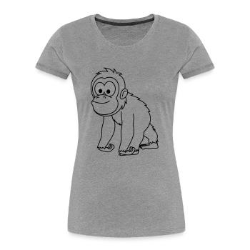 Orangutan monkey comic - Women's Premium Organic T-Shirt - heather grey - Front - Mia (176cm)