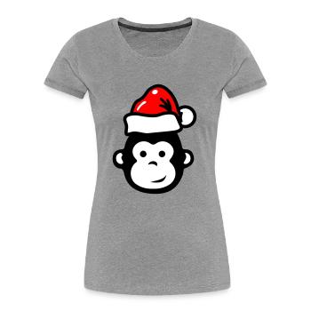 Monkey Christmas Xmas Comic - Women's Premium Organic T-Shirt - heather grey - Front - Mia (176cm)