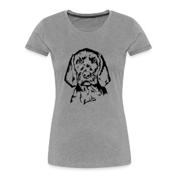 Vizsla Wirehaired Portrait Dog Dogs Wilsigns - Women's Premium Organic T-Shirt - heather grey - Front - Mia (176cm)