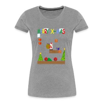 Merry xmas World-Weihnachten-Retro Style Vers.2 - Frauen Premium Bio T-Shirt - Grau meliert - Vorne - Mia (176cm)