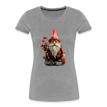 Gartenzwerg mit roter Mütze - Frauen Premium Bio T-Shirt - Grau meliert - Vorne - Mia (176cm)