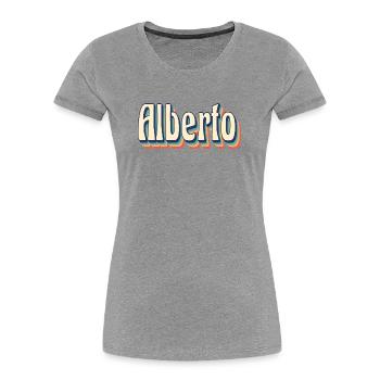 Alberto Retro Vintage T-Shirt Geschenk T-Shirt - Frauen Premium Bio T-Shirt - Grau meliert - Vorne - Mia (176cm)