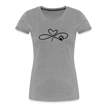 Infinity Herz mit Pfote Hund Katze - Frauen Premium Bio T-Shirt - Grau meliert - Vorne - Mia (176cm)