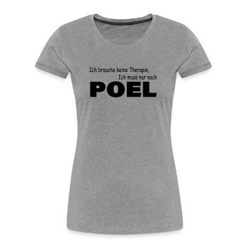 Thérapie POEL - T-shirt bio Premium Femme - gris chiné - Devant - Mia (176cm)
