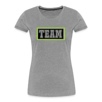 Équipe - T-shirt bio Premium Femme - gris chiné - Devant - Mia (176cm)