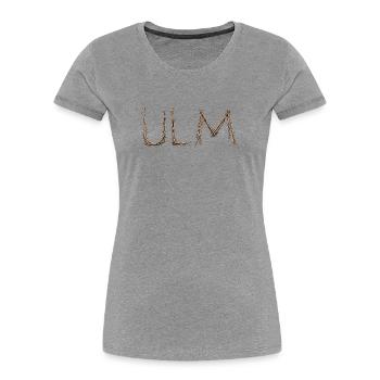 ULM lettering with twigs laid by the sparrow - Women's Premium Organic T-Shirt - heather grey - Front - Mia (176cm)