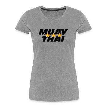 Muay Thai - T-shirt bio Premium Femme - gris chiné - Devant - Mia (176cm)