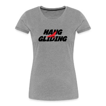 Graphisme Hang Gliding Rouge Intense - T-shirt bio Premium Femme - gris chiné - Devant - Mia (176cm)